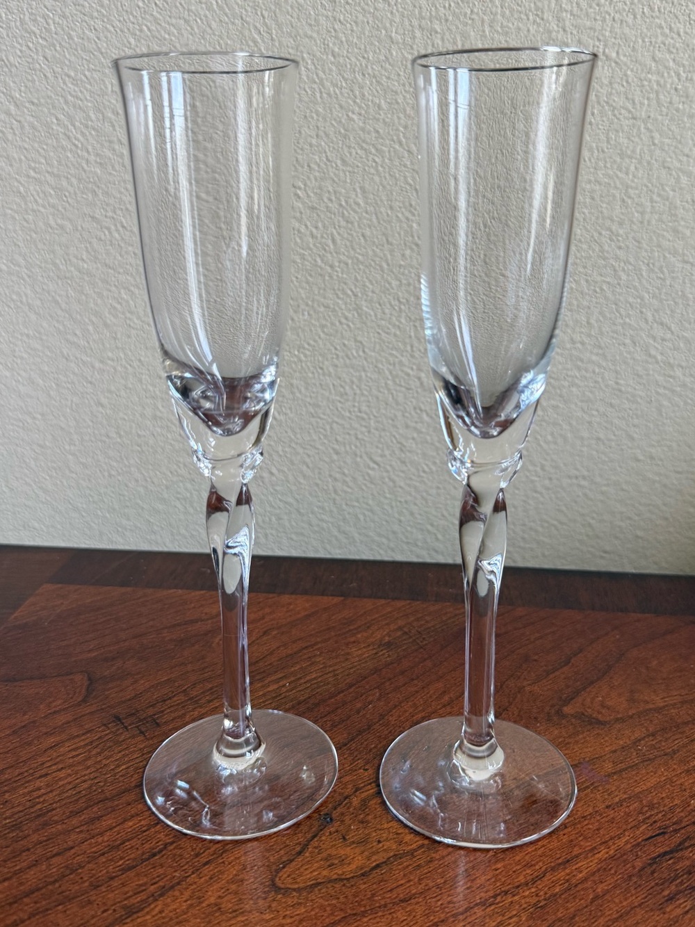 Pair of Lenox Elegance fluted champagne glasses